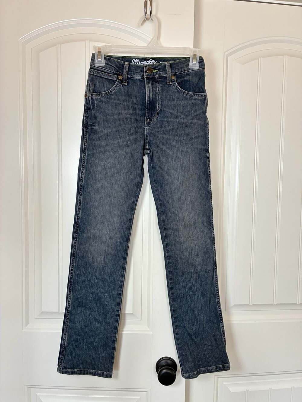 Wrangler Retro Slim Straight Boys Jeans Size 12 Slim Blue Denim